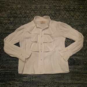 Fashion Brand Company White Ruffle Button Down Shirt